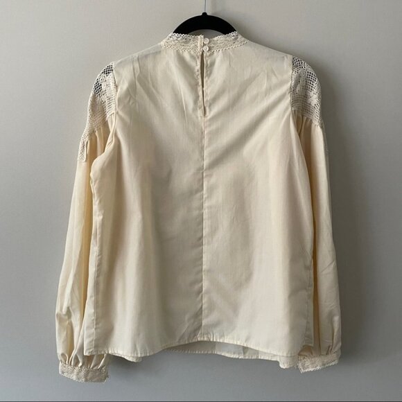 GOODNIGHT Macaroon Beige Peasant Long Sleeve Blouse Womens XS - Picture 4 of 5